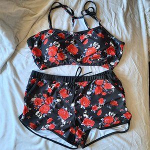 SKULLS AND ROSES 2 PIECE SWIMSUIT